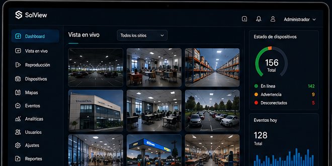 Plataforma SolView mostrando cámaras en vivo